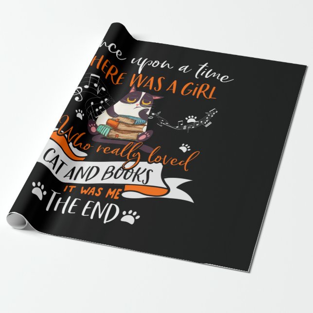 Cat Lovers | Who Really Loved Cat & Books Lovers Wrapping Paper (Unrolled)