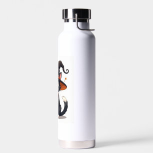 Cat Lovers Witches Hat on Tuxedo Cat Halloween Men Water Bottle