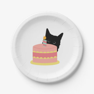 Cat Loves Cake Paper Plate