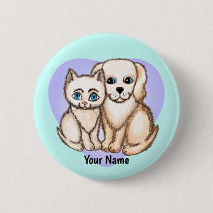 Cat Loves Dog TBA 6 Cm Round Badge