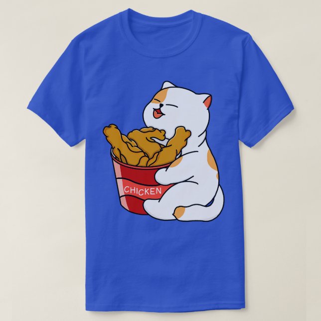 Cat Loves Fried Chicken  T-Shirt (Design Front)