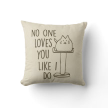 Cat Loves You Cream Throw Pillow