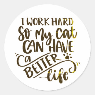 Cat loving classic round sticker