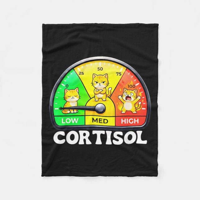 Cat Low Cortisol Level Cats Meme Reducer Stress Fleece Blanket (Front)