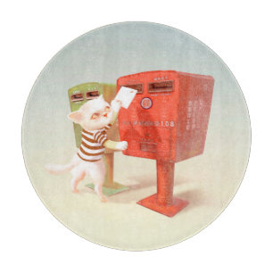 Cat Mailing a Letter Cutting Board