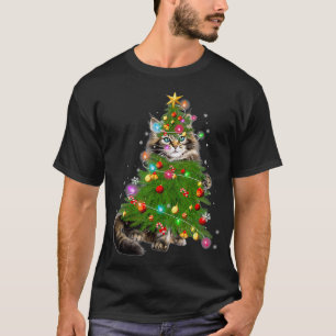 Cat Maine Coon Christmas Tree Holiday Cat Lovers X T-Shirt