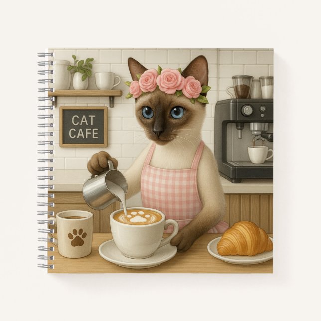 Cat making coffee in Cafe Notebook (Front)