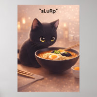 Cat making ramen at 3AM Poster