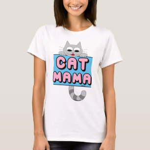 "CAT MAMA" Smiling Cartoon Cat T shirt