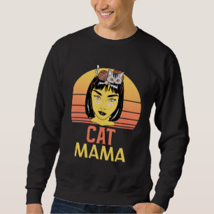 Cat Mama Vintage Eighties Style Cat Mom Retro Dist Sweatshirt