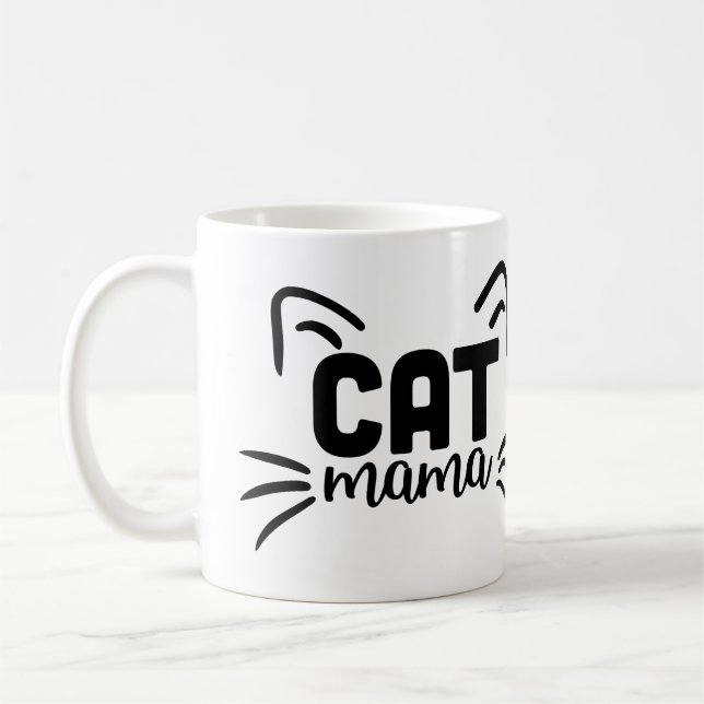 Cat Mama with Ears Coffee Mug – Cute Cat Mum Gift  (Left)