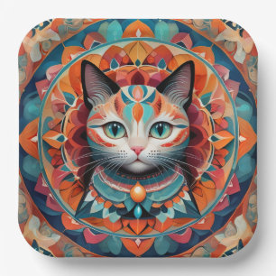 Cat Mandala Paper Plate