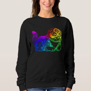 Cat Mandala Rainbow Kitty Geometric Yoga Meditatio Sweatshirt