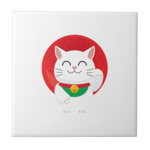 Cat Maneki Neko Japan Lucky Cat Funny Gift Idea Ceramic Tile
