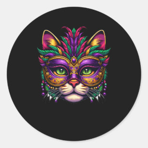Cat Mardi Gras For Women Girls Cat Lover New Orlea Classic Round Sticker