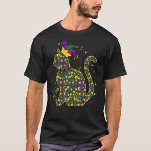 Cat Mardi Gras Funny Leopard Print Cat Mardi Gras T-Shirt