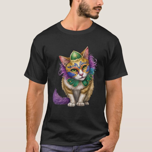Cat Mardi Gras Happy Mardi Gras Carnival Cat  Kitt T-Shirt (Front)