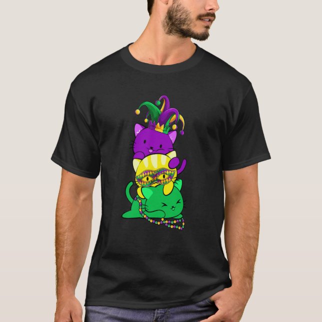 Cat Mardi Gras Men Women Boys Girls Kids T-Shirt (Front)