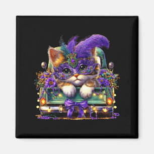Cat Mardi Gras Truck Nola Cute Kids Boys Girls Wom Magnet
