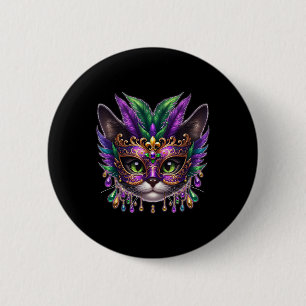 Cat Mask Mardi Gras New Orleans Carnival 6 Cm Round Badge
