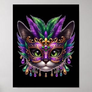 Cat Mask Mardi Gras New Orleans Carnival  Poster