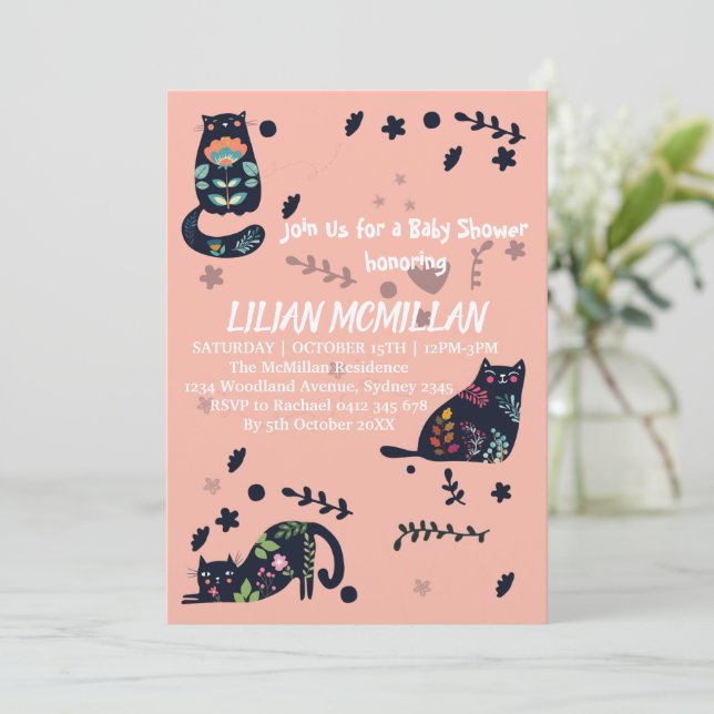 CAT ME IF YOU CAT FUNNY INVITATION (Standing Front)