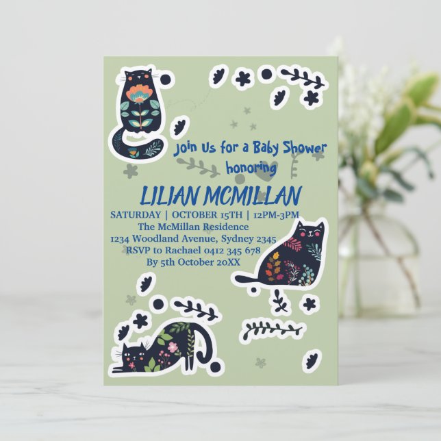 CAT ME IF YOU CAT FUNNY INVITATION (Standing Front)