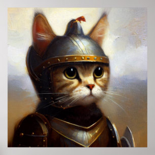 Cat Mediaeval Knight Poster