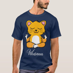 Cat meditation sunflower Breathe Deep wusaaa calm  T-Shirt