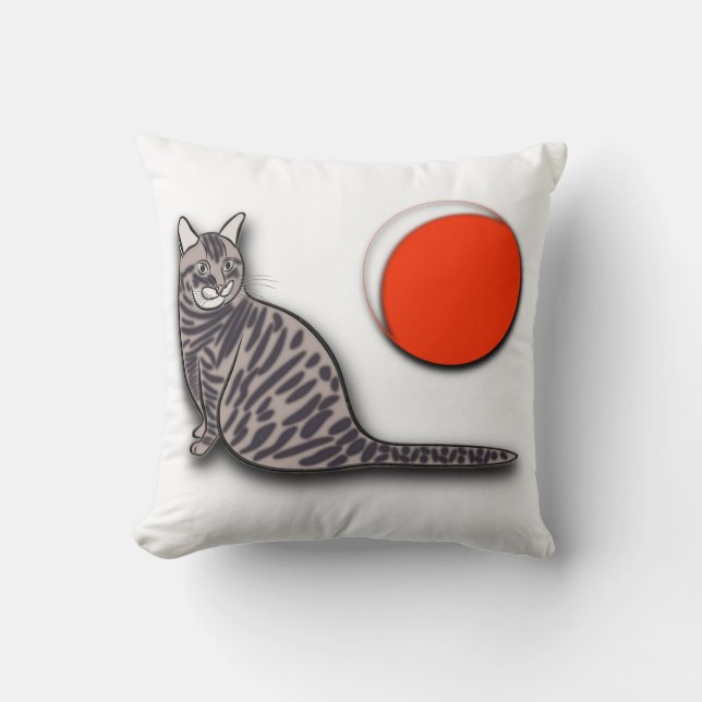 Cat Meets the Full Moon Cushion (Front)