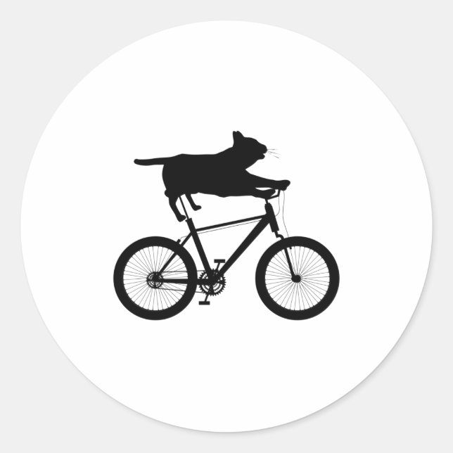 Cat meh Riding Bicycle Funny Classic Round Sticker (Front)