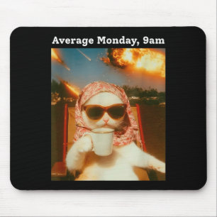 Cat Meme Average Monday 9am Funny Sarcastic Back T Mouse Pad
