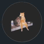 Cat Meme Cat Smoking Cigarette _1  Classic Round Sticker<br><div class="desc">Cat Meme Cat Smoking Cigarette _1</div>
