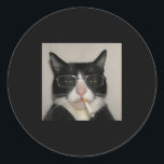 Cat Meme Cat Smoking Cigarette _2  Classic Round Sticker<br><div class="desc">Cat Meme Cat Smoking Cigarette _2</div>
