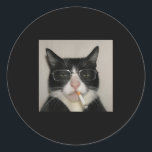 Cat Meme Cat Smoking Cigarette _2  Classic Round Sticker<br><div class="desc">Cat Meme Cat Smoking Cigarette _2</div>