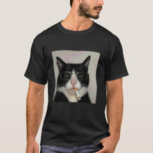 Cat Meme Cat Smoking Cigarette T-Shirt