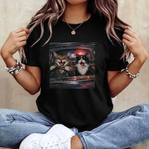 Cat Meme Driving Funny Parody Potrait Graphic T-Shirt