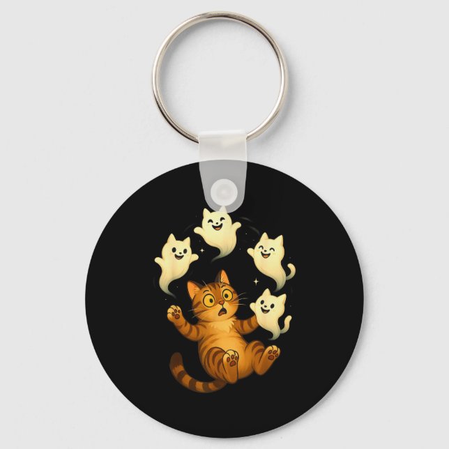 Cat Meme Funny Soky Halloween Kitty  Key Ring (Front)