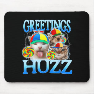 Cat Meme Greetings Huzz Funny Silly Cats Lover Mouse Pad