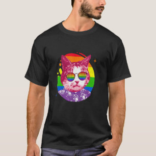 Cat Meme Rainbow Sunglasses Lgbt Pride Love T-Shirt