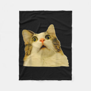 Cat Meme Shock Cat Face Funny Meme Cat Silly Gift  Fleece Blanket
