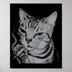 Cat Meme Silly Cat Funny Smoking Poster