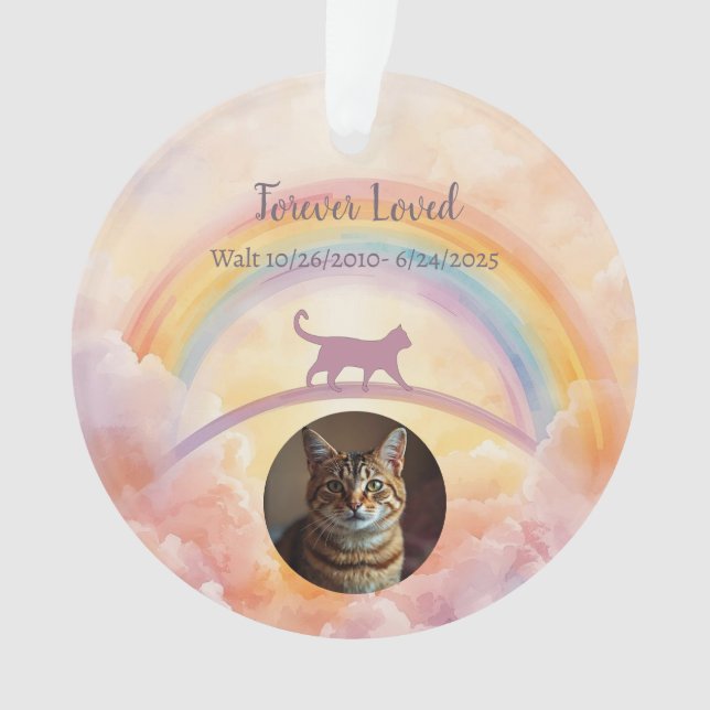 Cat Memorial Acrylic Ornament Rainbow Bridge (Front)