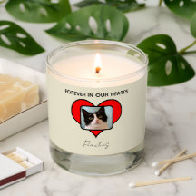 Cat Memorial Candle with Photo in Heart