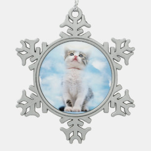 Cat Memorial Custom Pewter Snowflake Ornament