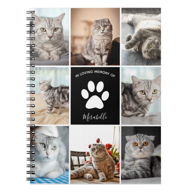 Cat Memorial Custom Photo Collage In Loving Memory Notebook (Front)