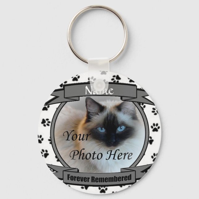 Cat Memorial Forever Remembered Key Ring (Front)