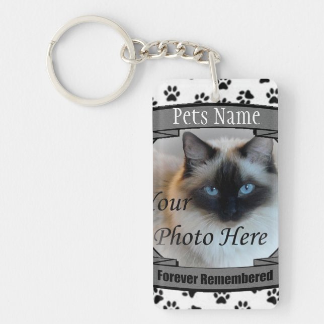 Cat Memorial - Forever Remembered - Pet Loss Cat Key Ring (Front)