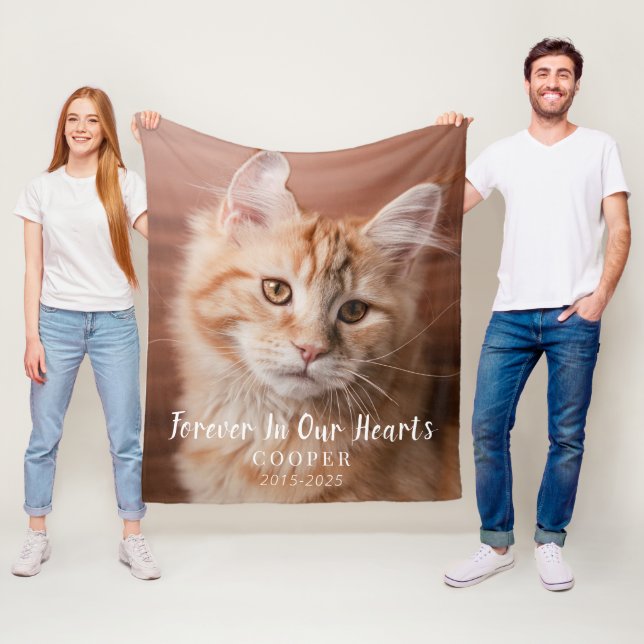 Cat Memorial Gift | Pet Loss Keepsake Fleece Blank Blanket (In Situ)