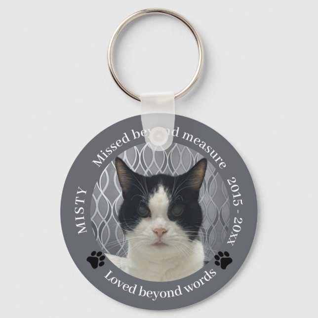 Cat Memorial Missed Beyond Measure Pet Photo Key Ring (Front)
